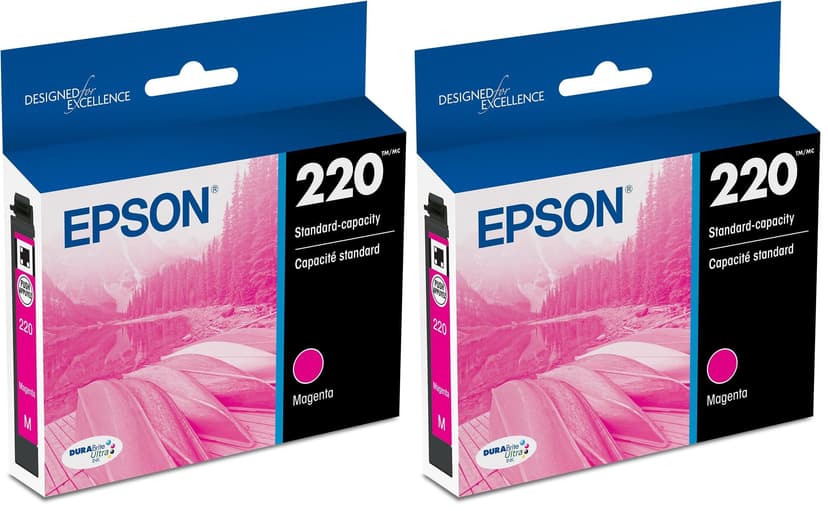 Epson T220 DURABrite Ultra -Ink Standard Capacity Cyan -Cartridge (T220320-S) for Select Expression and Workforce Printers, Magenta, 1 Count (Pack of 2)