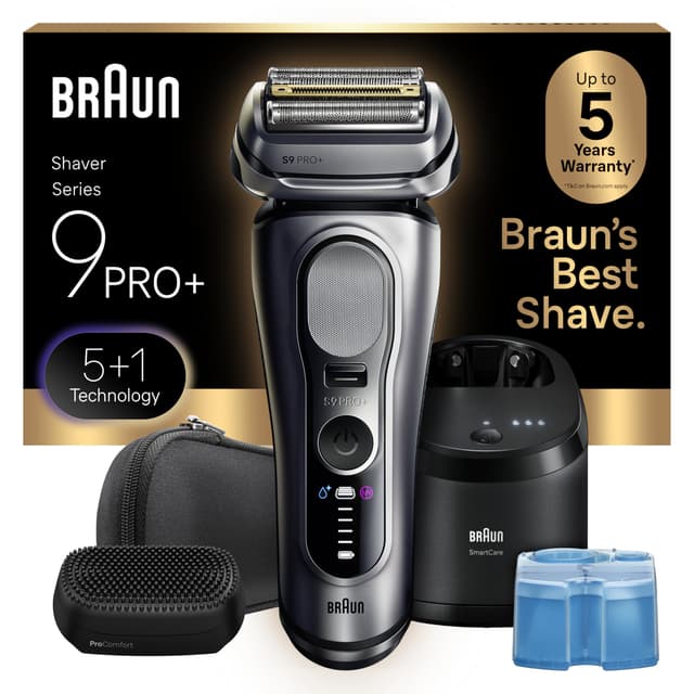 Braun Series 9 PRO+ Electric Shaver, Wet & Dry Razor, Pro SensoAdapt, 6in1 SmartCare Center, 9697CC, Silver