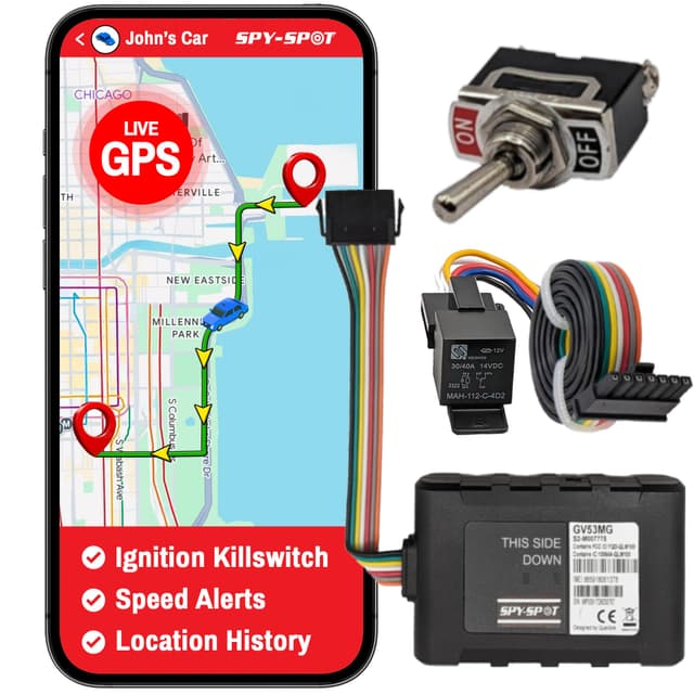 Spy Spot GV53MG GPS Vehicle Tracker with 4G Hard Wire Kill Switch, Remotely Disable The Ignition from Any Location, Real-Time Locator and Tracking Device with US,CA,MX Coverage, Subscription Required