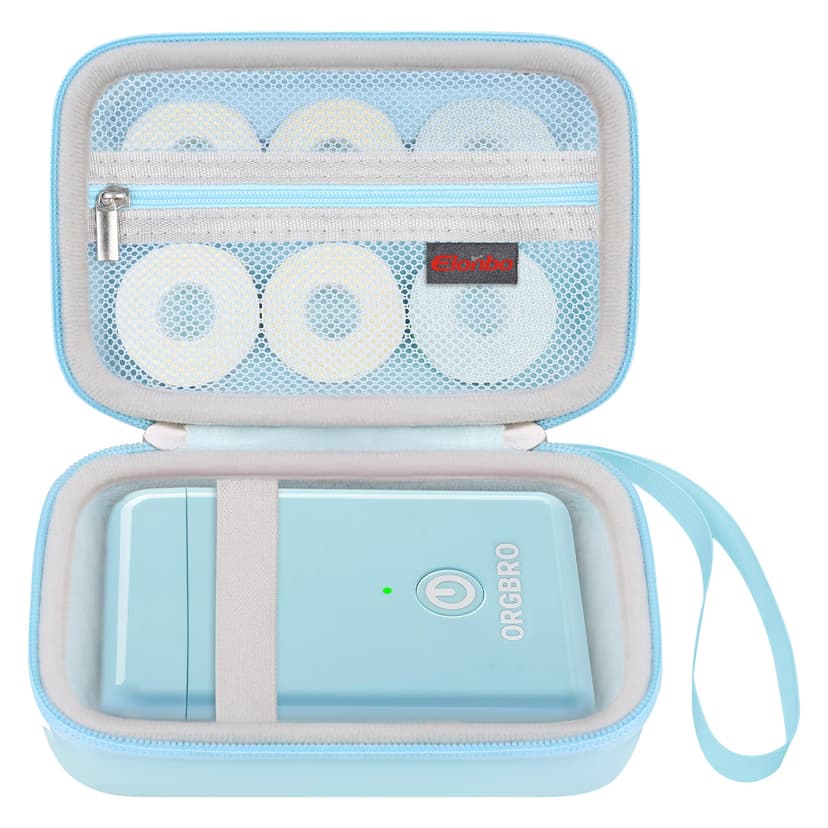 Elonbo Carrying Case for ORGBRO X1 Label Maker Machine, Portable Bluetooth Label Printer Storage Holder, Wireless Built-in Cutter Small Label Makers Handheld Sticker Maker Travel Bag, Blue