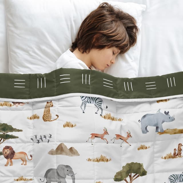 Sweet Jojo Designs Weighted Blanket Kids (Jungle Animals) for Boys or Girls, Small Size Throw Lap Pad Washable 5 pounds (Neutral, Boho, Wildlife, Safari Animal, Grey Elephant, Giraffe, Mud Cloth)