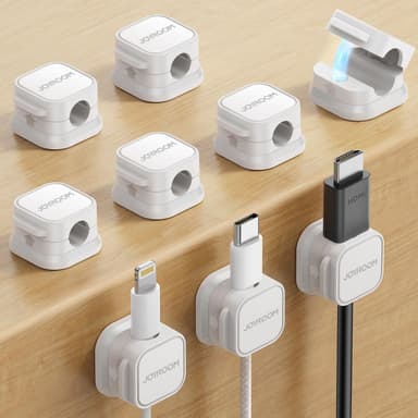 9 Pack Magnetic Cable Clips [Cable Smooth Adjustable] Cord Holder, Under Desk Cable Management, JOYROOM Adhesive Wire Holder Keeper Organizer for Home Office Desk Phone Car Wall Desktop Nightstand