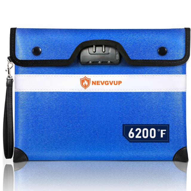6200°F Upgraded Fireproof Document Bag with Lock, Fireproof Money Bag for Cash with Zipper/Reflective Strip, 9 Layer of Heat Insulated Material, Water Resistant Fire proof Bags for Documents,Safe Bags