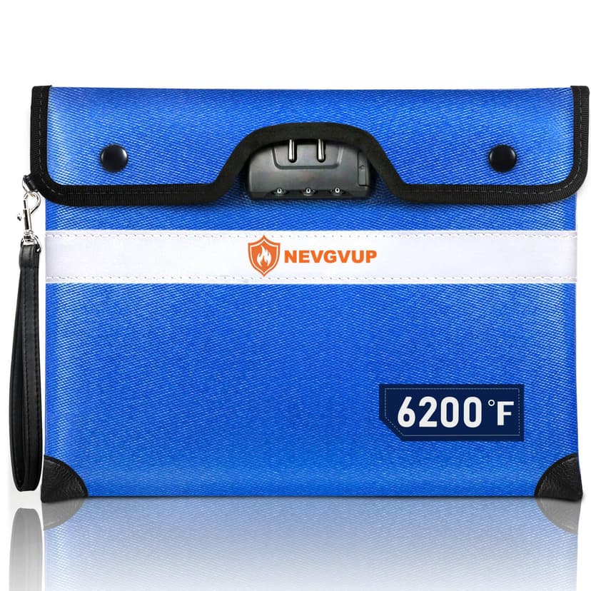 6200°F Upgraded Fireproof Document Bag with Lock, Fireproof Money Bag for Cash with Zipper/Reflective Strip, 9 Layer of Heat Insulated Material, Water Resistant Fire proof Bags for Documents,Safe Bags