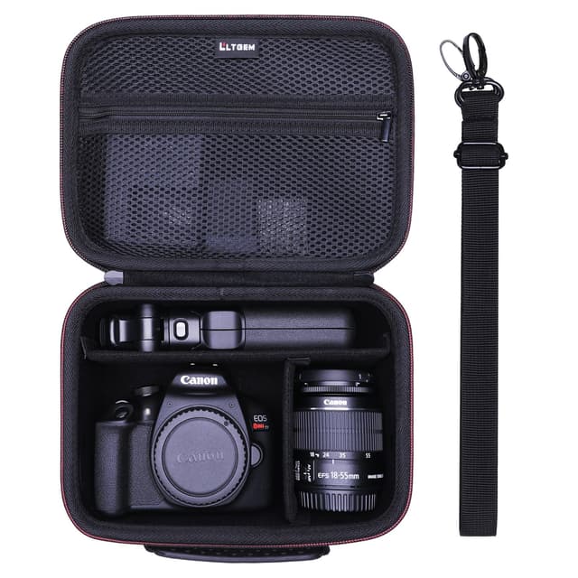 Camera Case Compatible with Canon EOS Rebel T7/R50/R6 Mark II/R100/R50 V/T6/R8/R10/R5 Mark II/RP/R7/5D Mark IV/SL3/R5/T100 DSLR SLR Camera, Len and Tripod with 4 Dividers and Shoulder Strap, Black