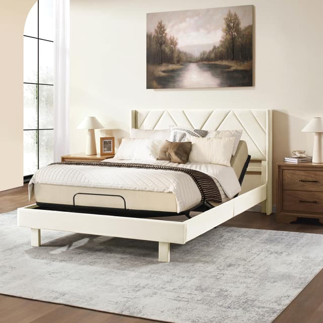Softa Queen All-in-One Adjustable Bed Frame with 10" Gel Memory Foam Mattress, Electric Bed with Upholstered Headboard, Remote Control, Whisper Quiet Motor, Certi-PUR Certified, 10-Year Warranty