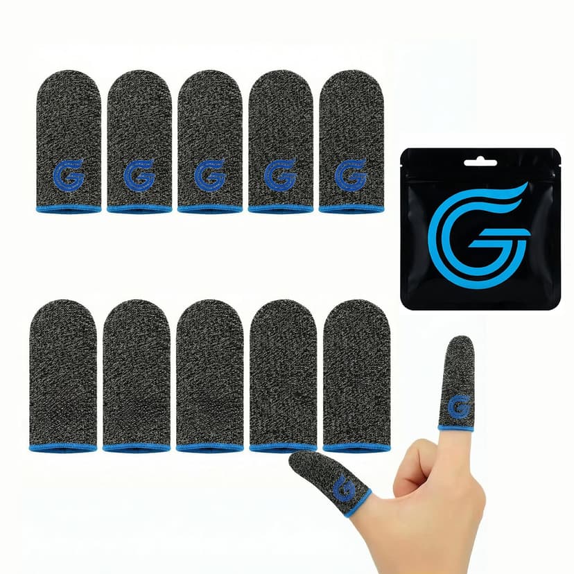 10-Pack Mobile Gaming Finger Sleeves–Thumb Sleeves for Mobile Games, 0.15mm Superconducting NanoSilverFiber, Supersensitive, Anti-Sweat Durable,Compatible with All Touchscreen Devices