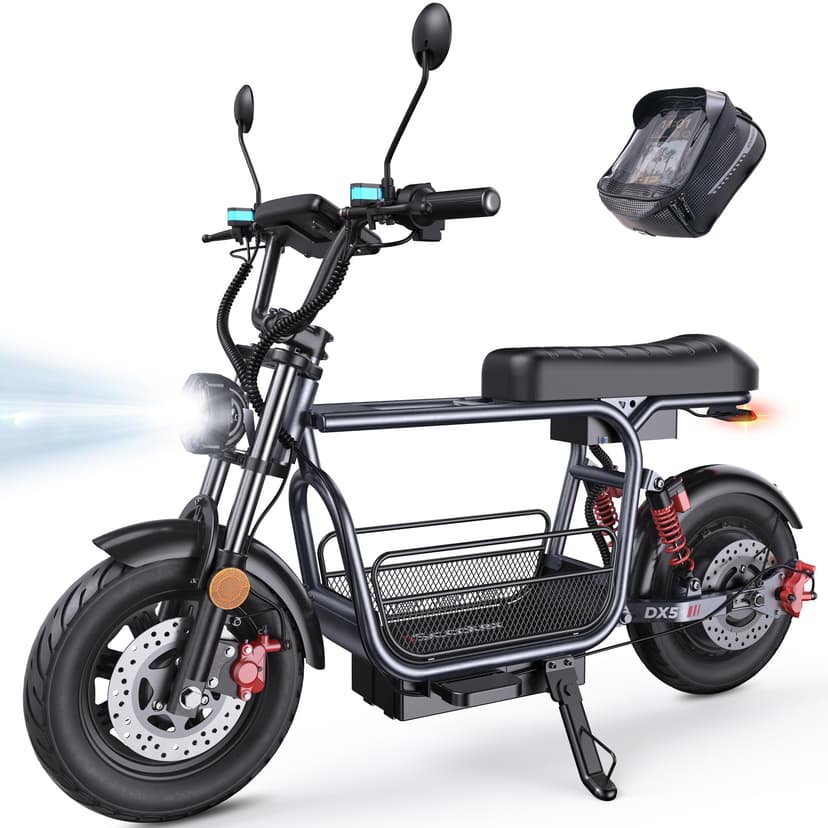iScooter Adults Electric Scooter with Seat, 1500W Motor, 45 Miles Long Range, 35MPH Top Speed,15"3.0" Vacuum Pneumatic Tires, hydraulic Disc Brake,Dual Suspension, Commuter Escooter with Basket & Bag