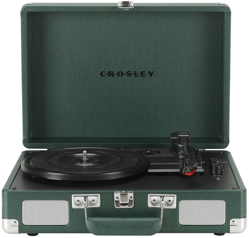 Crosley CR8005F-EM Cruiser Plus Vintage 3-Speed Bluetooth in/Out Suitcase Vinyl Record Player Turntable, Dark Emerald