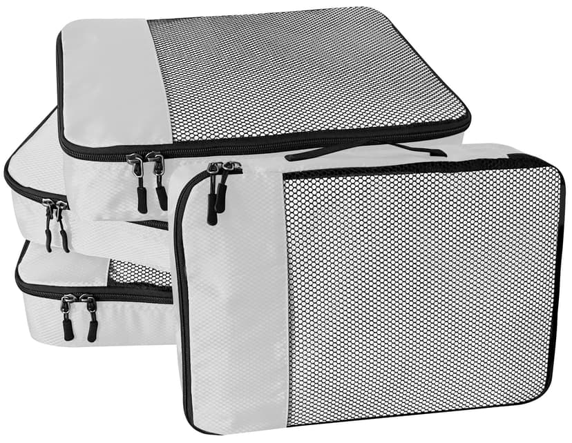 WTREE 4-Piece Packing Cubes Travel Accessories Set for Suitcases - Luggage Organizer Bags with Double Zipper - Mesh Top - Small - Beige