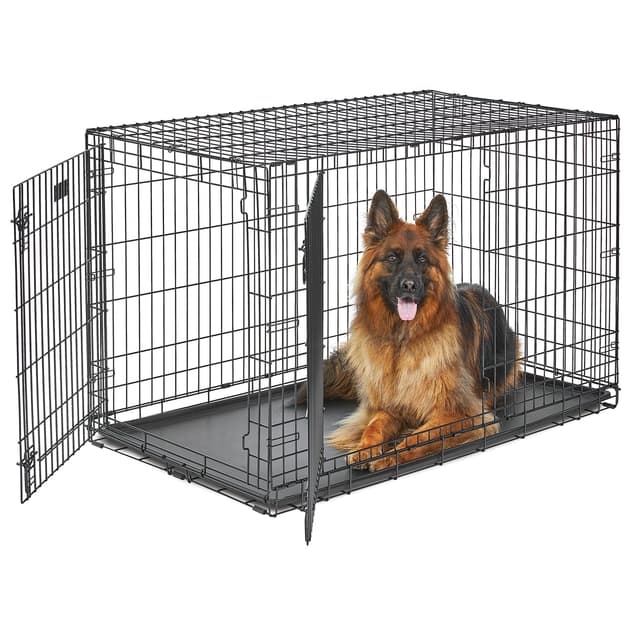 MidWest Homes for Pets 48-Inch LifeStages Crate for Extra-Large Breeds, 90-110 lbs, Double Door Folding Dog Crate with Divider Panel, Leak-Proof Tray & Secure Latch, Heavy-Duty & Easy to Assemble