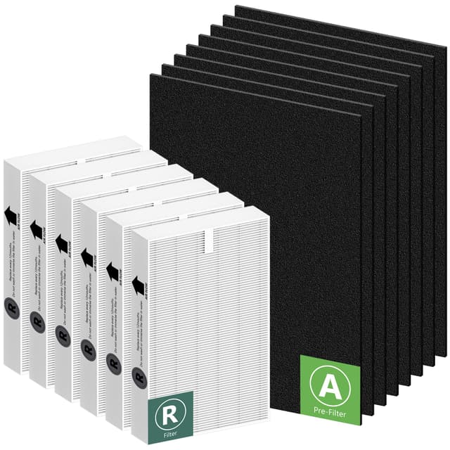 HPA300 HEPA Filter Replacement for Honeywell HPA300 Series Air Purifiers HPA300, HPA300VP, HPA304 HPA3300, Replace HRF-R3 (6 Ture HEPA R Replacement Filters + 8 Activated Carbon Pre-Filter) by Funmit