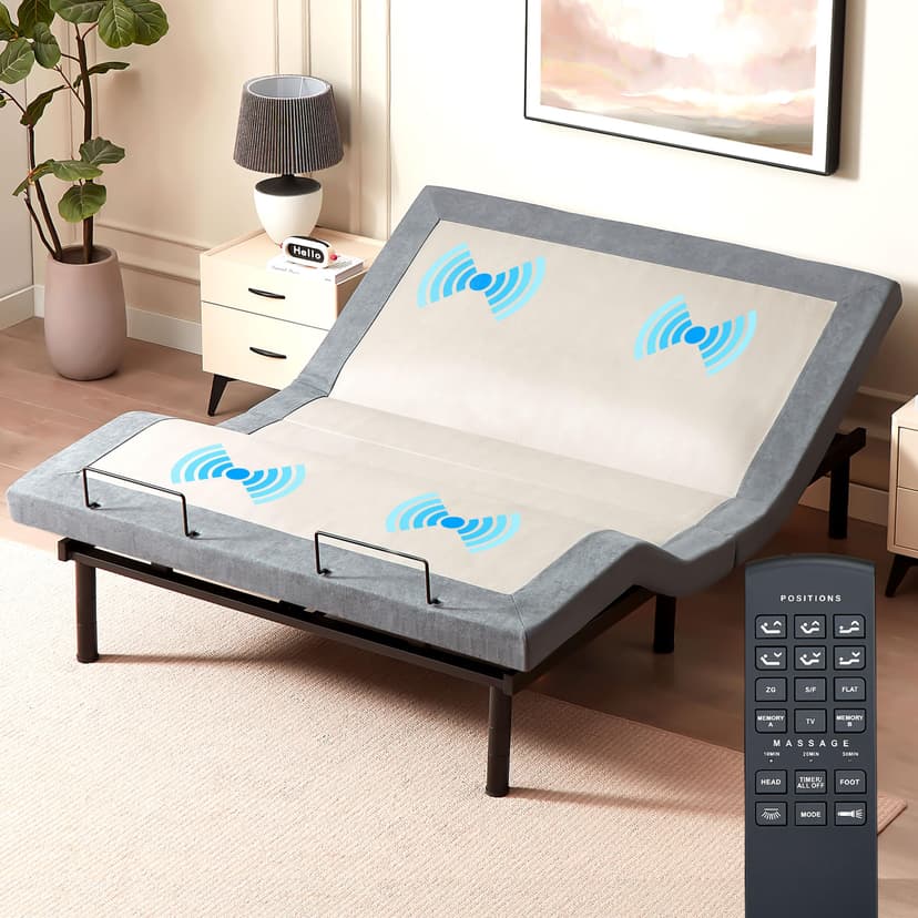 Phulosi Smart Flex Adjustable Bed Frame,Full Electric Bed Base with Wireless Remote Control,Head and Foot Incline, Built-in Massage, Anti-Snore, Zero Gravity, USB Charging Ports, and Under Bed Lights