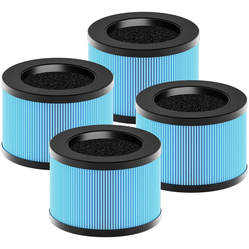 MK01 & MK06 True HEPA Filter Replacement Compatible with Aroeve MK01, MK06, ToLife TZ-K1 and Kloudi DH-JH01 Air Purifier, Standard Version, Blue, 4 Pack