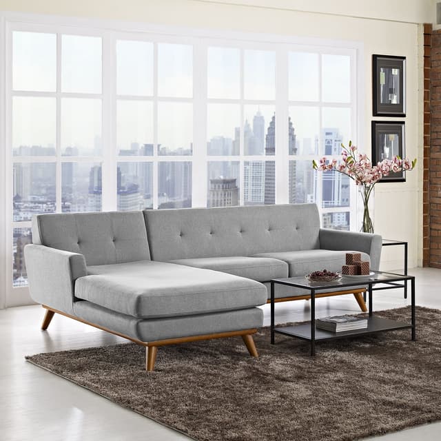 Modway EEI-2068-GRY-SET Engage Left-Facing Upholstered Fabric Sectional Sofa, Expectation Gray