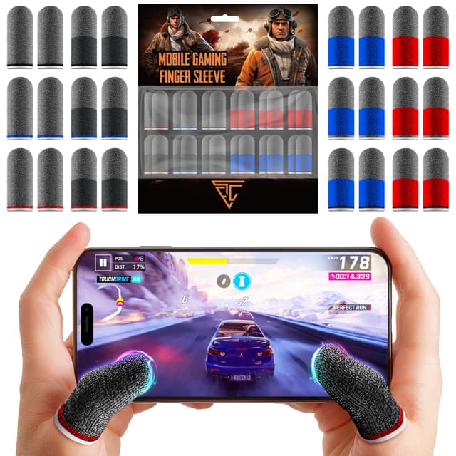 Empire Finger Sleeves for Gaming - Pack of 24 Anti Sweat, Anti Dryness, Breathable & Sensitive Finger Gloves - Silver Fibber Thumb Sleeves Gaming Mobile (Multi-Colour)