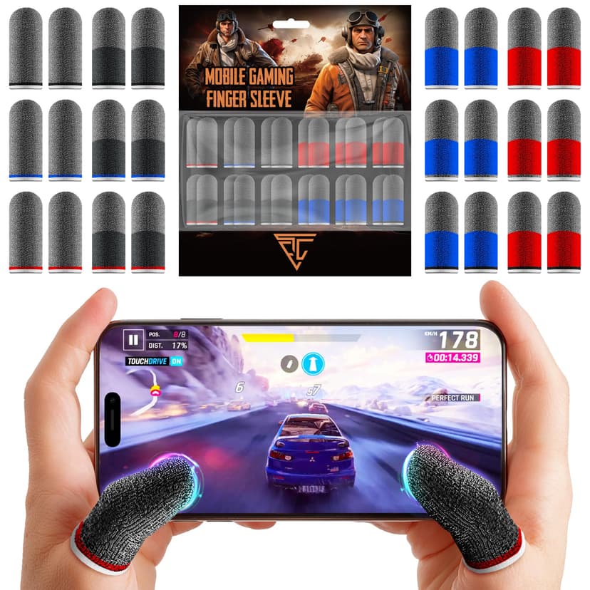 Empire Finger Sleeves for Gaming - Pack of 24 Anti Sweat, Anti Dryness, Breathable & Sensitive Finger Gloves - Silver Fibber Thumb Sleeves Gaming Mobile (Multi-Colour)
