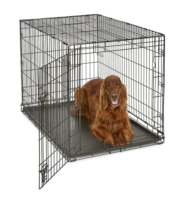 Midwest Homes for Pets 42-Inch New World Crate for Large Breeds, 71-90 lbs, Single Door Folding Dog Crate, Leak-Proof Tray & Secure Latch, Portable, Durable & Easy to Assemble