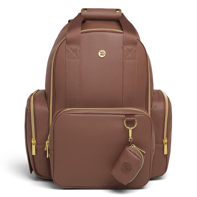 HUGGIES Unisex-adult Signature Hug Pack Diaper Backpack, Cognac Leather, One Size
