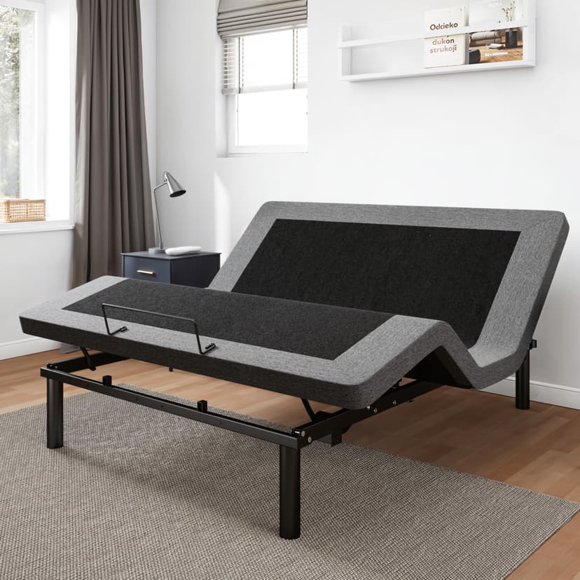 GOLDORO Queen Size Adjustable Bed Frame, Electric Bed Base, Wireless Remote Control, Whisper Quiet Durable Motor, Independent Head and Foot Incline, Padded Edge
