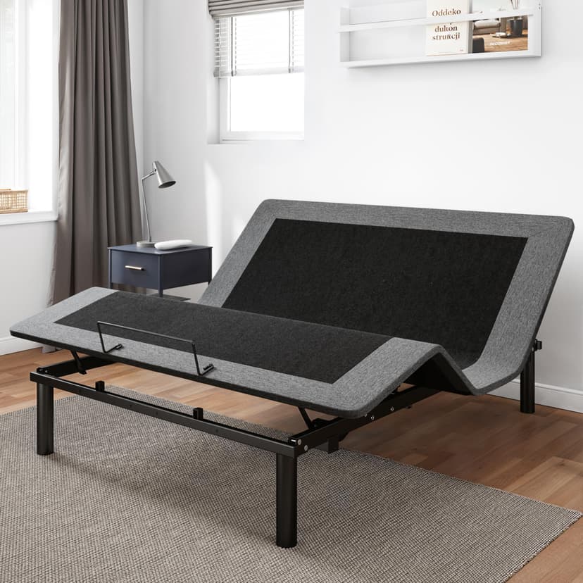 GOLDORO Queen Size Adjustable Bed Frame, Electric Bed Base, Wireless Remote Control, Whisper Quiet Durable Motor, Independent Head and Foot Incline, Fabric Covered