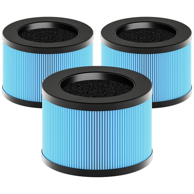 MK01 & MK06 True HEPA Filter Replacement Compatible with Aroeve MK01, MK06, ToLife TZ-K1 and Kloudi DH-JH01 Air Purifier, Standard Version, Blue, 3 Pack