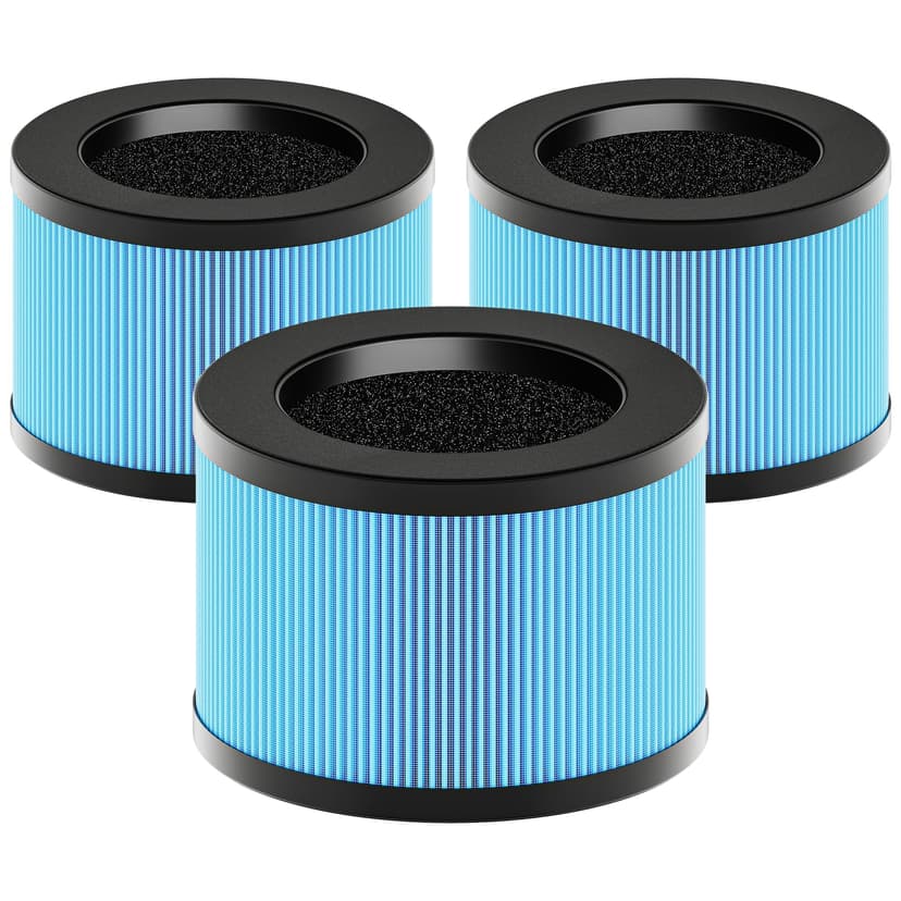 MK01 & MK06 True HEPA Filter Replacement Compatible with Aroeve MK01, MK06, ToLife TZ-K1 and Kloudi DH-JH01 Air Purifier, Standard Version, Blue, 3 Pack