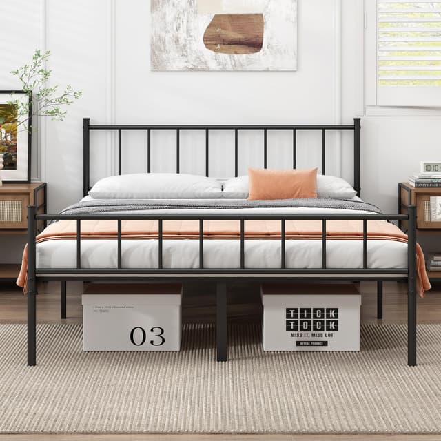 DIIYIV King Bed Frame-Classic Metal Platform Bed Frame,Mattress Foundation with Steel Slat Support,Under Foundation Storage,No Box Spring Needed, Easy Assembly, King Size