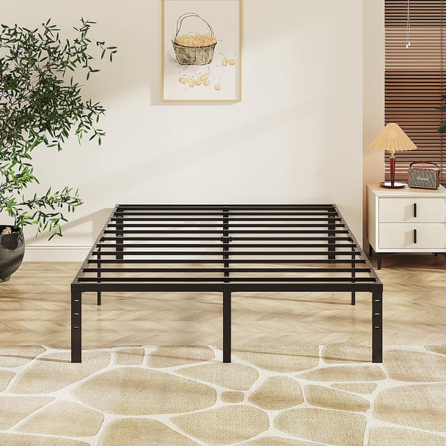 VINGLI 12 Inch Full Bed Frame, Heavy Duty Metal Platform, No Box Spring Needed, Steel Slat Support, Easy Assembly, Noise-Free, 10.4 inch Underbed Storage Space, Black