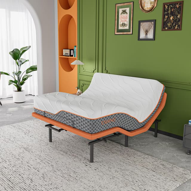 Queen Adjustable Bed Frame + 12” Hybrid Matt, Bed Base with Massage, Pillow-tilt, Smart APP Control, Ergonomic Incline, Zero Gravity, Dual USB Port, Under Bed Light, Wireless Remote, 5000 Series