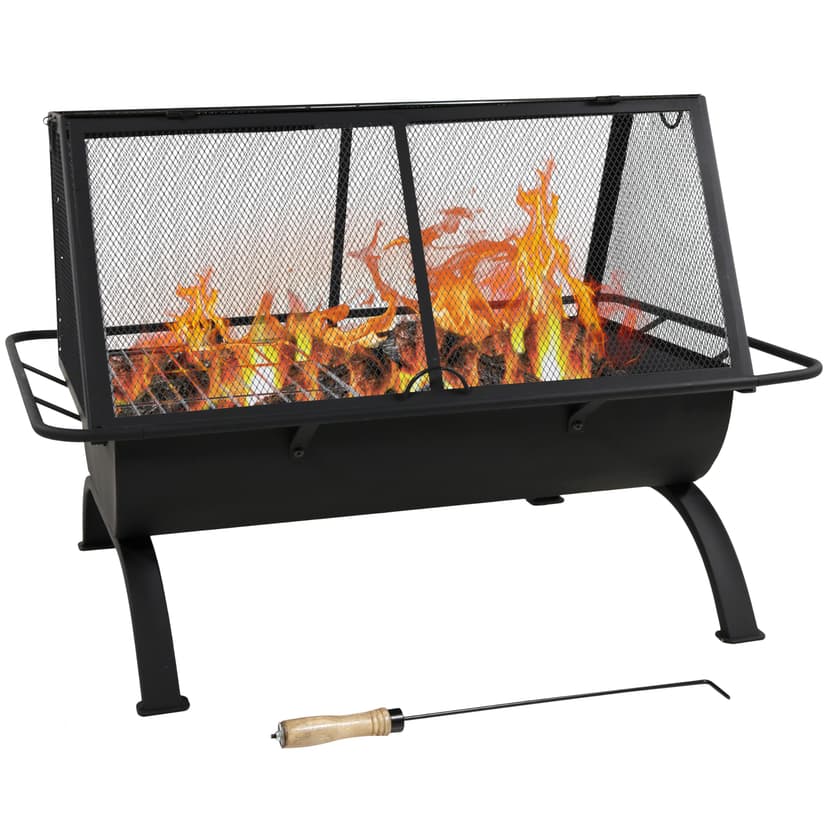 Sunnydaze 36-Inch Northland Steel Outdoor Fire Pit with Grill - Outdoor Fireplace with Cooking Grate, Spark Screen, Cover, and Poker