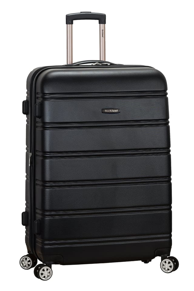 Rockland Melbourne Hardside Expandable Spinner Wheel Luggage, Black, Checked Large 28"