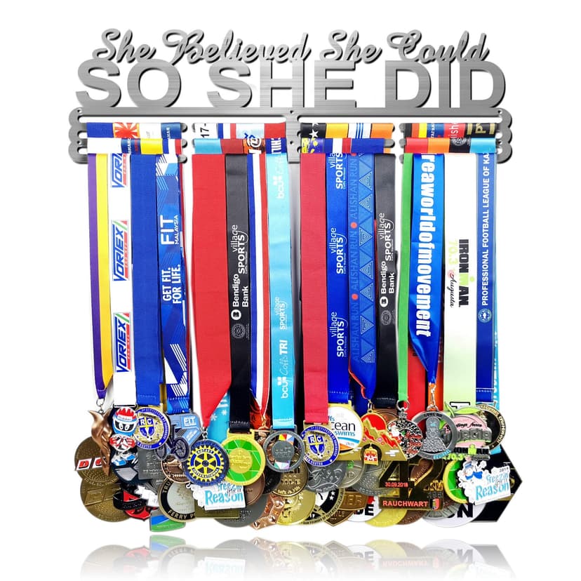 Lapetale Fashion She Believed She Could SO SHE DID Race Medal Holder Wall Hanger,Marathon Runner Medal Display,Running Medal Display, Medal Holder for Wall, Sports Medal Hanger Display Gifts