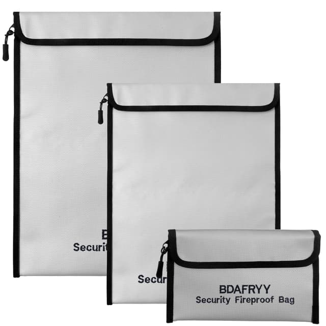 3 Pcs Fireproof Waterproof Money Important Document Bag(2000℉),Fire Proof Bag for Documents,Fire Proof Money Bag for Cash,for A4 A5 Documents Holder,Cash,Passport,Tablet,Laptop,File,Jewelry