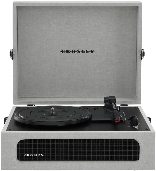 Crosley CR8017B-GY Voyager Vintage Portable Vinyl Record Player Turntable with Bluetooth in/Out and Built-in Speakers, Gray