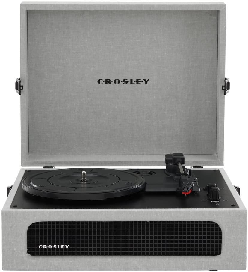 Crosley CR8017B-GY Voyager Vintage Portable Vinyl Record Player Turntable with Bluetooth in/Out and Built-in Speakers, Gray