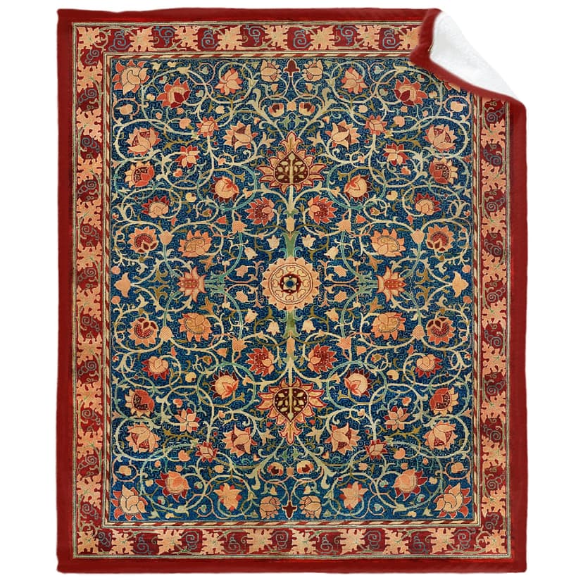 caimizogojocrz William Morris Holland Park Fleece Flannel Throw Bed Blankets, Super Soft Cozy Blanket for Couch Travel Picnic Car Movie Camping Teen or Nap Size 50"x60" M