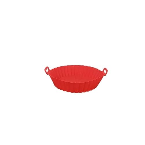 8/9in Air Fryer Silicone Basket-Reusable Non-Stick Tray Baking Tray For Pizza Fried Chicken Fries-Air Fryer Liners Accessories(Size M Red)