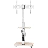 Rolling TV Stand, Mobile TV Cart for 32-70 Inch Screens, 25° Left-Right Rotation and Height Adjustable TV Mount with Tray, Holds up to 88 lbs for Corner, Bedroom, Outdoor, Max VESA 600x400mm