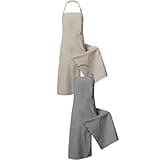 YunJove Waterproof Apron Artist Smock Canvas Apron Pottery Apron Heavy-Duty Material Split Front Cover Comfortable Adjustable Straps Suitable for Clay, Khaki-gray