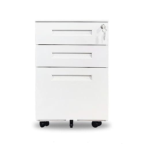 3 Drawer Mobile File Cabinet - Desktop Storage Box, Desk Organizers with Lock, A4 Receipt File Organizer, Metal File Cabinet with Lock, Anti-Tip Design, for Office and Home Office (Size : D)