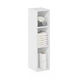 Furinno Fulda Book Shelf, 3-Tier Narrow Bookshelf, Bookcase with 8-in Width Storage Shelf, 9.3 x 7.9 x 31.5, for Living Room, Bedroom, Home Office, White