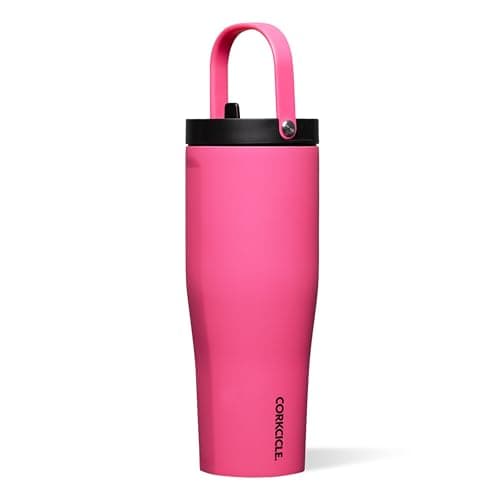 Corkcicle Go Cup XL - Leak-Proof Travel Tumbler - Triple Insulated Stainless Steel Water Bottle - Easy-Carry Handle - Summer Drinkware Gift - Keeps Drinks Ice Cold - 30 oz - Dragonfruit