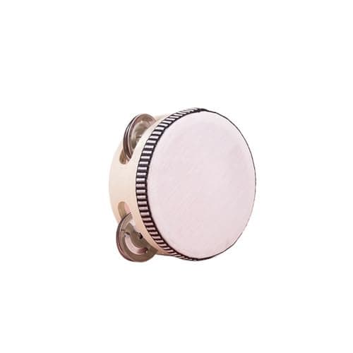Held Percussion Wooden Tambourines for Adults Metal Jingles, Tamborine for Dance Accompaniment, Musical Enlightenment Hand Drum(Beige,4 inch)