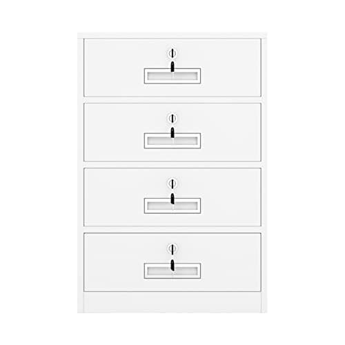 GRFIT File Cabinet 4-Drawer File Cabinet with Lock, 15.3”Deep Under Desk Metal Filing Cabinet for Legal/Letter Size, 25.5”Height Office Storage File Cabinet Filing Cabinets (Color : White)