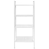 KGHFDVB White Ladder Bookcase 4 Tiers Metal Mesh Shelf for Bathroom Living Room Office Display Storage Shelving Unit