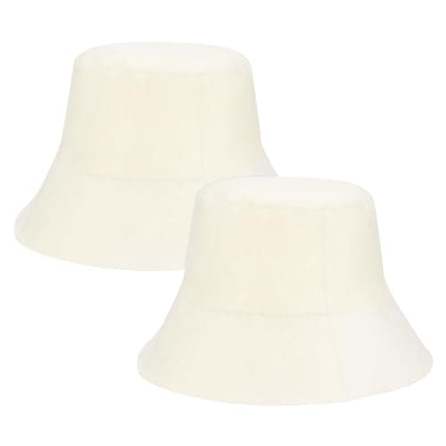 M METERXITY 2-Pack Sauna Hat for Women and Men, Felt Sauna Cap Vaporarium Soft Durable Comfortable Breathable for Spa/Steam Room/Bath House Accessories, Bucket Hat [White]
