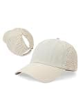 BAIKEA Womens UPF 50+ Baseball Cap Waterproof Quick Dry Adjustable Ponytail Hat for Running Hiking Golf Beige Hats