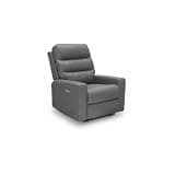 Signature Design by Ashley Revival Status Contemporary Leather Match Power Recliner with USB Ports and Adjustable Headrest, Gray