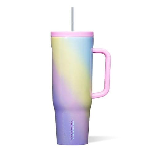 Corkcicle Cruiser Insulated Tumbler - Keeps Drinks Cold 20 Hours - Triple-Insulated Stainless Steel - Spill-Proof Lid - Summer Drinkware Gift - Keeps Drinks Ice Cold - 40 oz - Rainbow Unicorn